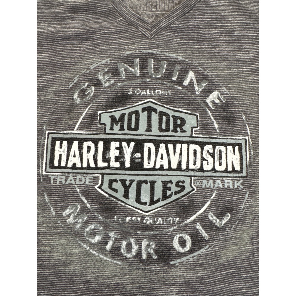 HARLEY-DAVIDSON Texas Longhorn V-Neck Graphic Tee Gray Space Dye Women's L - Picture 7 of 12